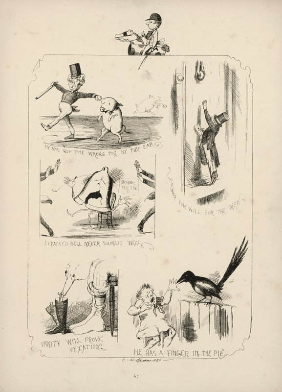 Página de Provérbios com imagens de Charles H Bennett de Charles Henry (after) Bennett