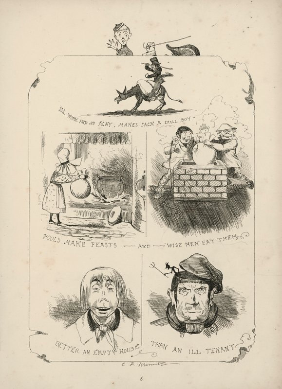 Página de Provérbios com imagens de Charles H Bennett de Charles Henry (after) Bennett