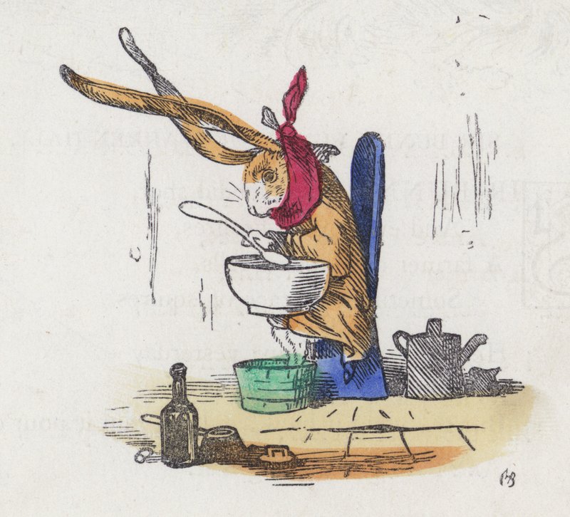 Coelho que sofre de uma constipação (gravura colorida) de Charles Henry (after) Bennett