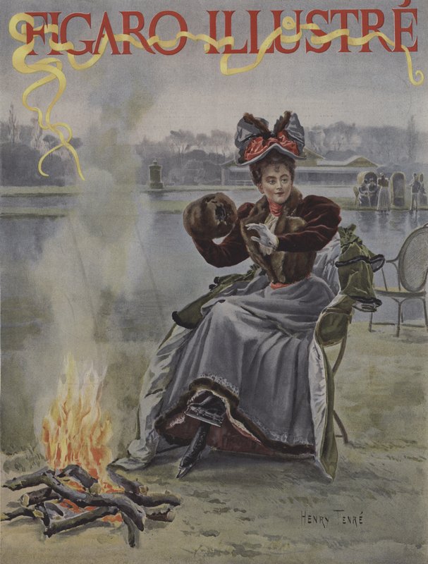 No Círculo de Patinadores. Capa do Ilustre Figaro, janeiro de 1895 de Charles Henry Tenre