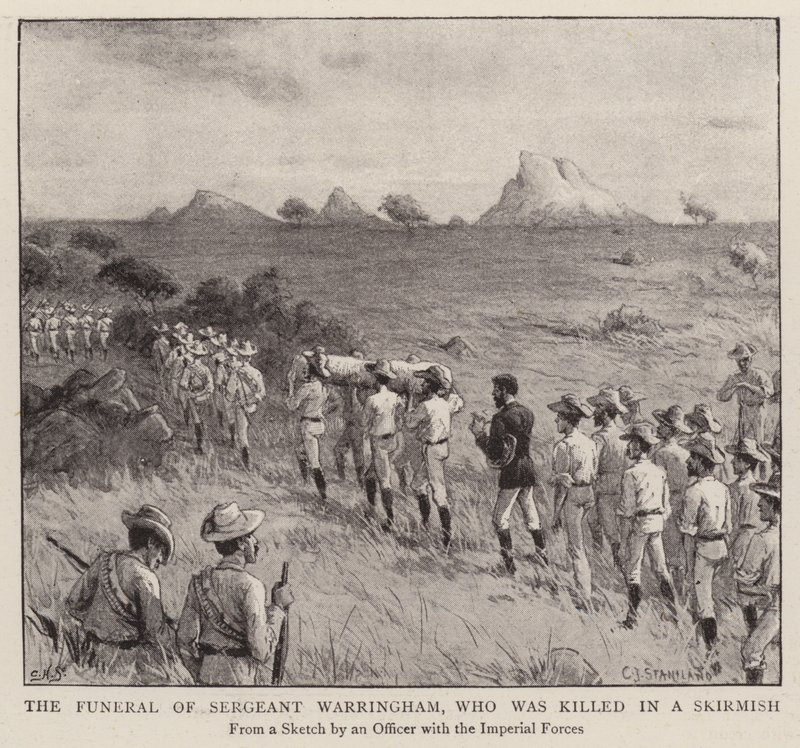 O Funeral do Sargento Warringham, que foi morto numa escaramuça (gravura) de Charles J. (after) Staniland