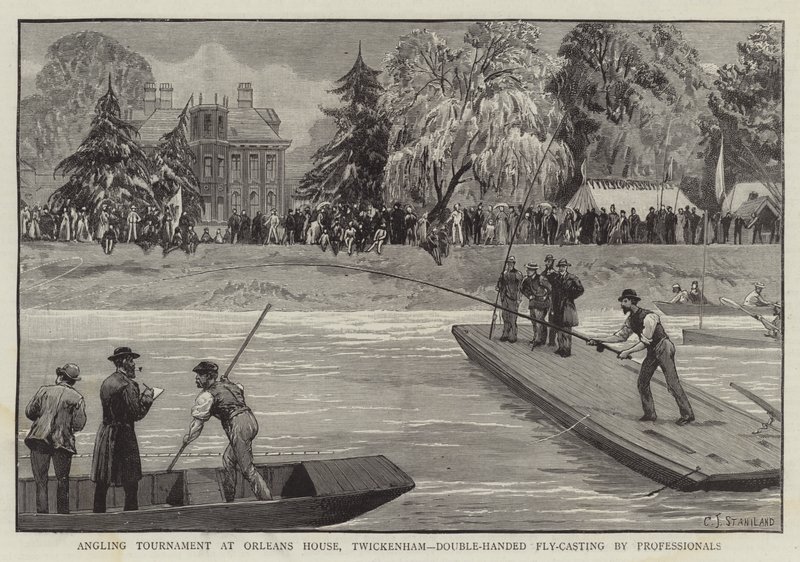 Torneio Angling na Orleans House, Twickenham, Dupla de Fly-Casting por profissionais de Charles J. Staniland