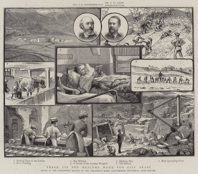 Ar fresco e trabalho saudável para árabes da cidade, anotações no Ramo de Lancashire do Lar das Crianças, Crowthorne, Edgworth, perto de Bolton de Charles J. Staniland