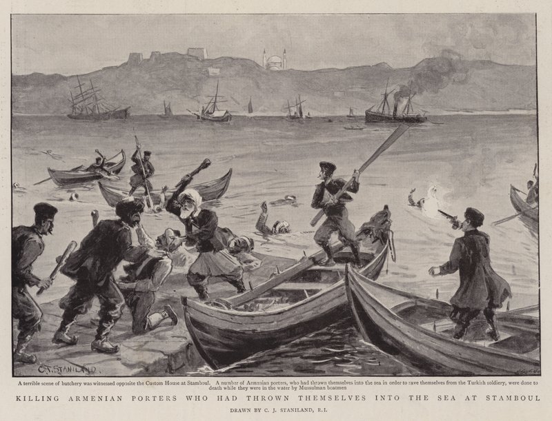 Matando Portadores Armênios que se jogaram no Mar em Stamboul de Charles J. Staniland