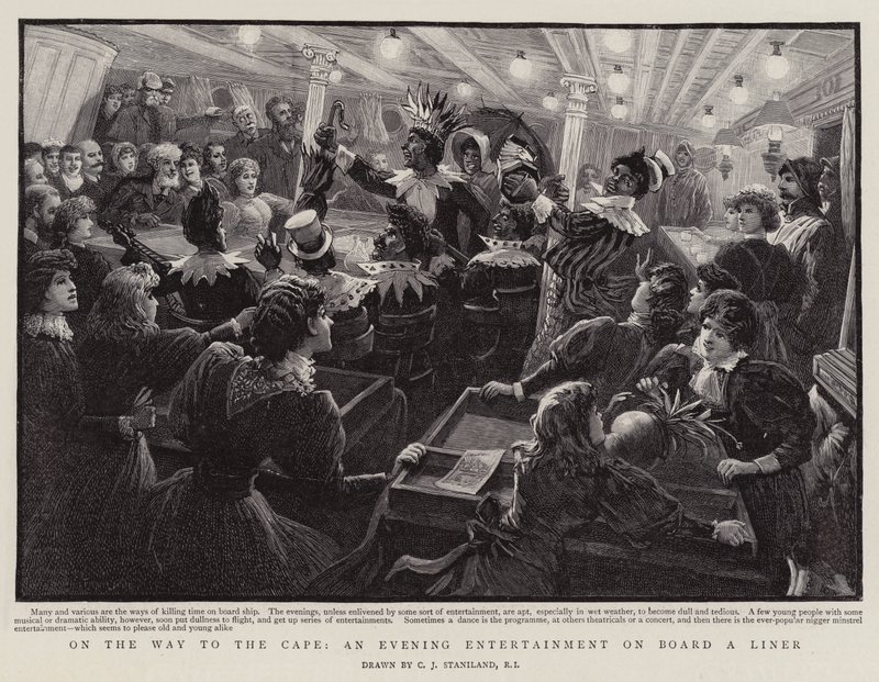 No caminho para o cabo, um entretenimento à noite a bordo de um forro de Charles J. Staniland