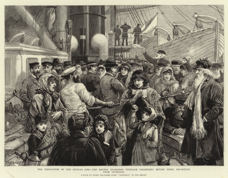 A emigração dos judeus russos, o médico examinando passageiros Steerage antes de sua partida de Liverpool de Charles J. Staniland
