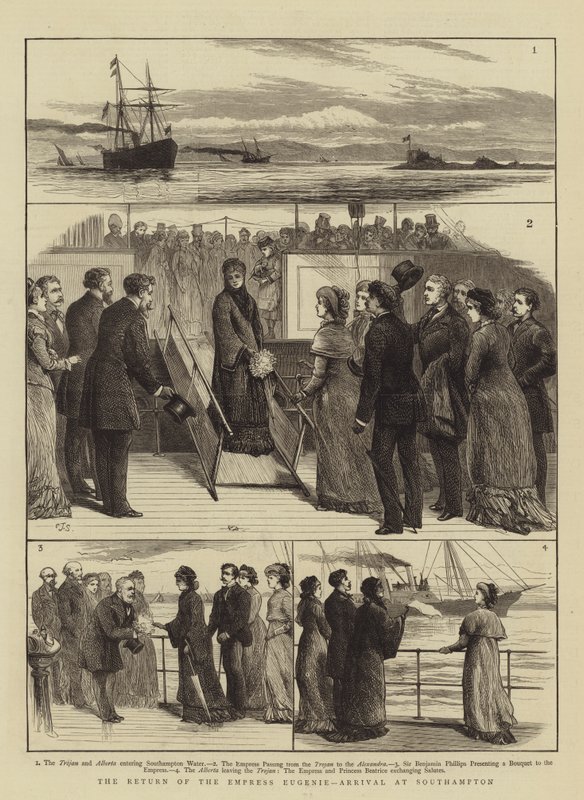 O retorno da imperatriz Eugenie, chegada a Southampton de Charles J. Staniland