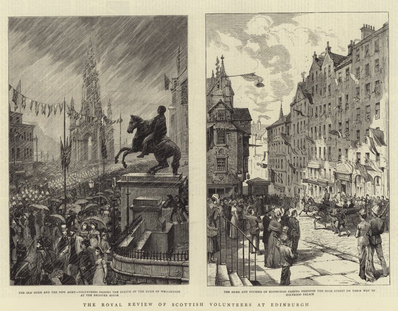 A revisão real de voluntários escoceses em Edimburgo de Charles J. Staniland