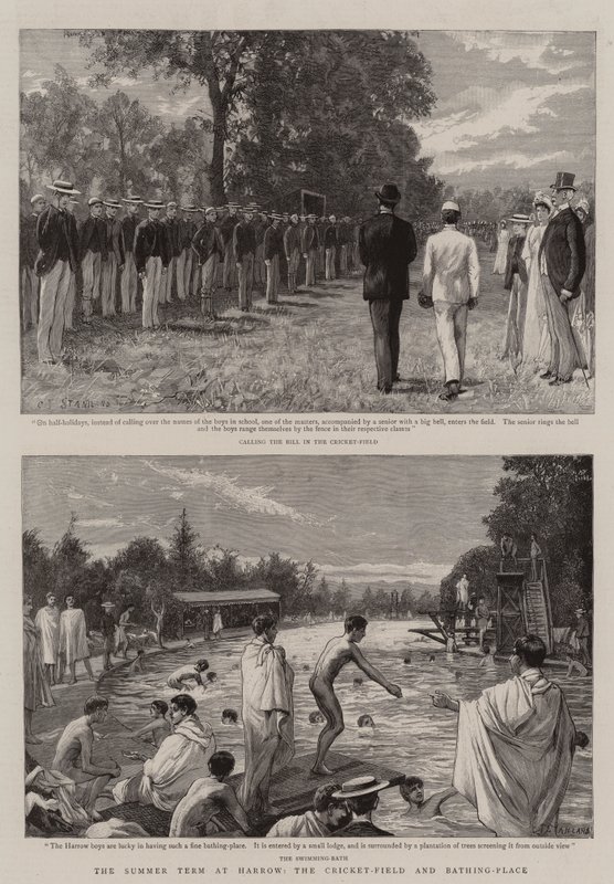 O período de verão em Harrow, o campo de críquete e o local de banho de Charles J. Staniland