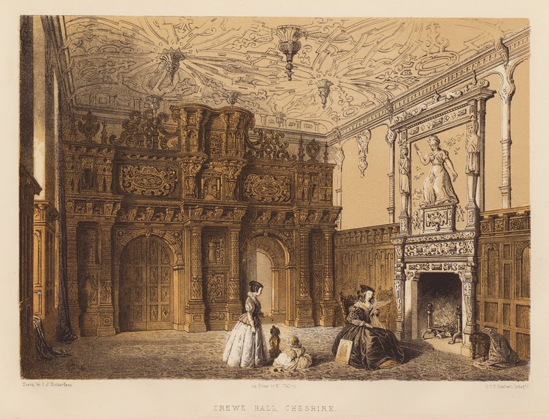 Crewe Hall, Cheshire (água-tinta) de Charles James Richardson