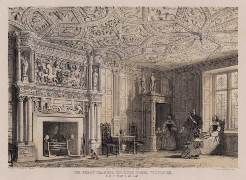 A grande câmara, Stockton House, Wiltshire, sede de Henry Biggs (cor litho) de Charles James Richardson
