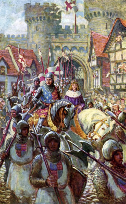 Edward V cavalga para Londres com o Duque Richard de Charles John de (after) Lacy