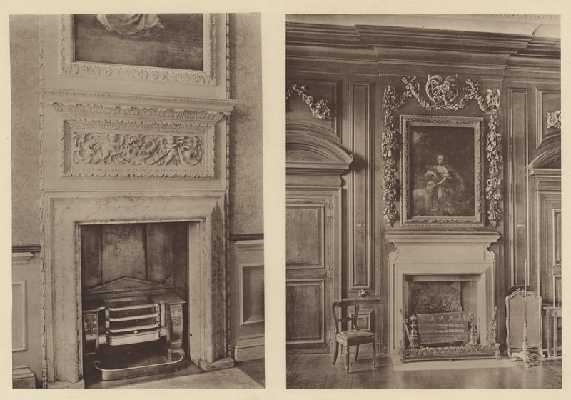 Belton House, Grantham, duas peças de chaminé de Charles Latham