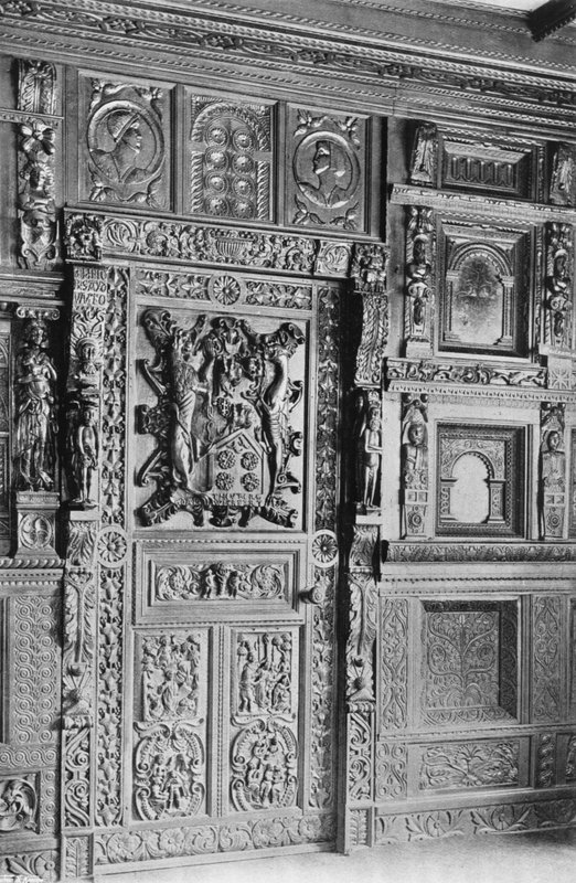 Paneling em Smithills Halls, Lancs de Charles Latham