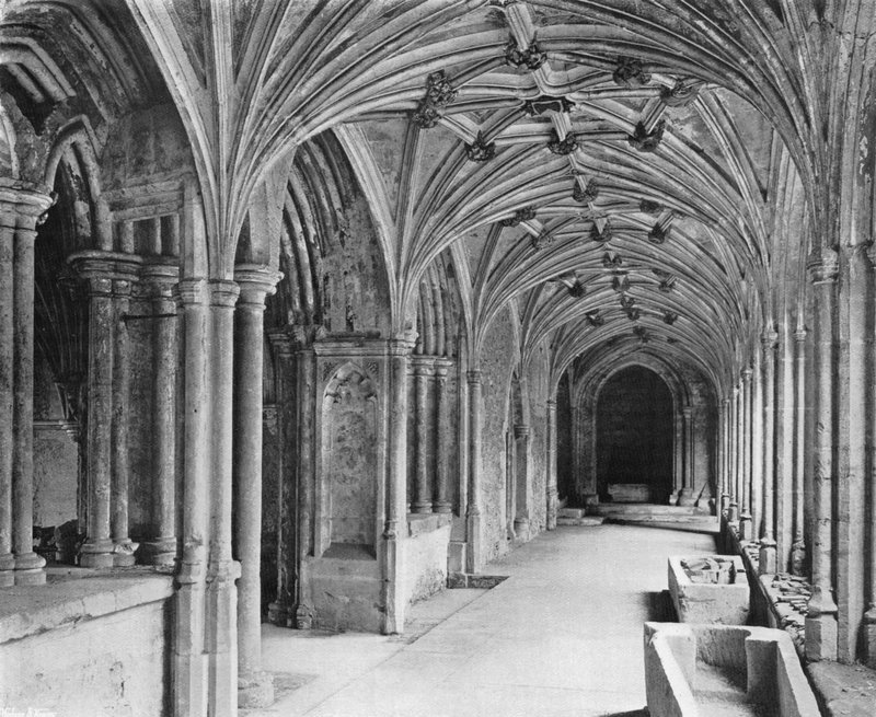 O, claustro oriental, em, Laycock, abadia, wilts de Charles Latham