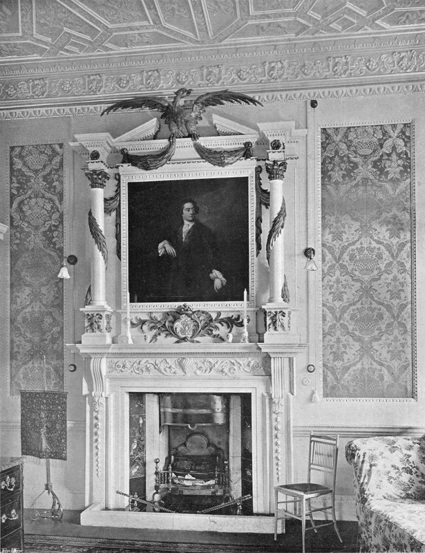 A Chaminé de mármore na "Sala Redlynch" (foto a p/b) de Charles Latham