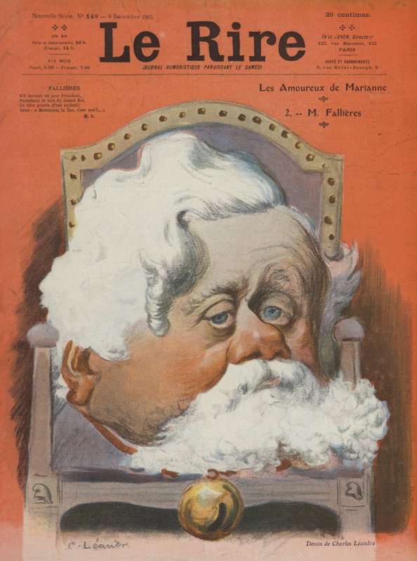 Armand Fallieres, político francês. Ilustração para Le Rire de Charles Leandre