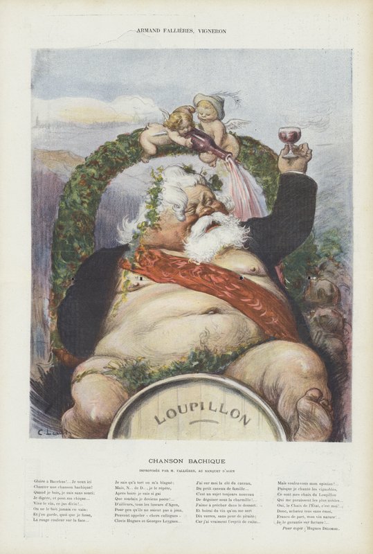 Armand Fallieres, enólogo. Ilustração para o riso de Charles Leandre