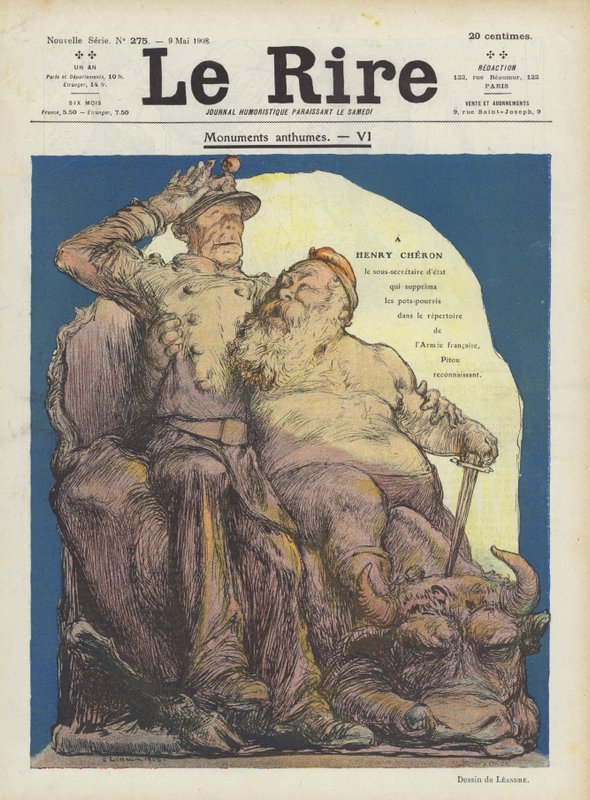 Caricatura de Henry Cheron, subsecretário de Estado francês para a guerra. Ilustração para Le Rire de Charles Leandre