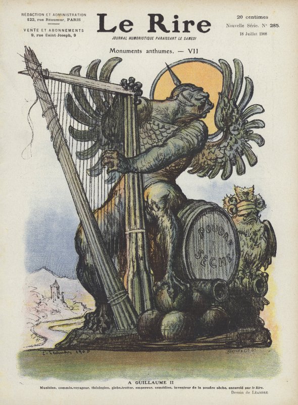 Caricatura do Kaiser Wilhelm II da Alemanha. Ilustração para Le Rire de Charles Leandre