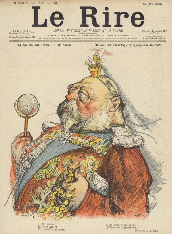 Rei Eduardo VII da Inglaterra, ilustração para Le Rire de Charles Leandre
