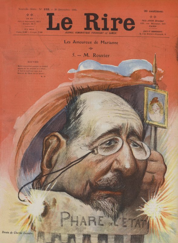 Maurice Rouvier, político francês. Ilustração para o riso de Charles Leandre