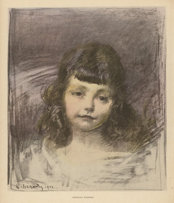 Retrato de uma criança (cor litho) de Charles Leandre