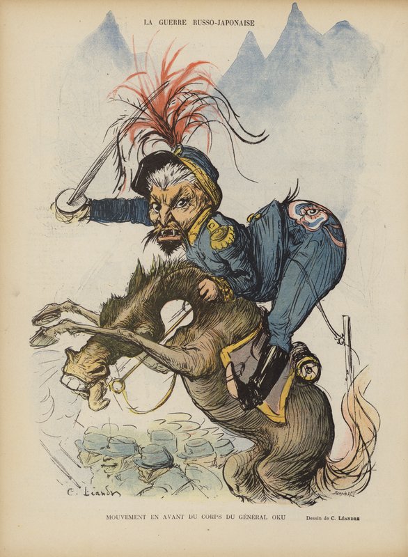 A guerra russo-japonesa. Ilustração para Le Rire de Charles Leandre