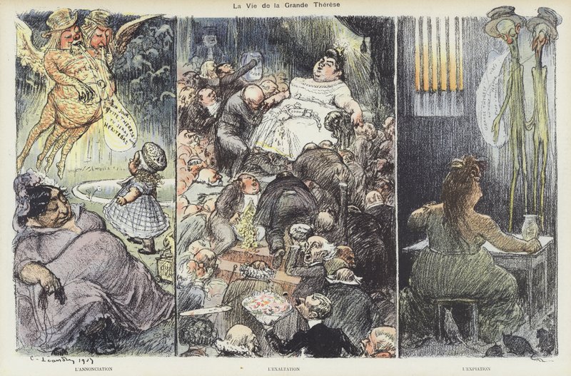 A vida do fraudador Therese Humbert. Ilustração para Le Rire de Charles Leandre