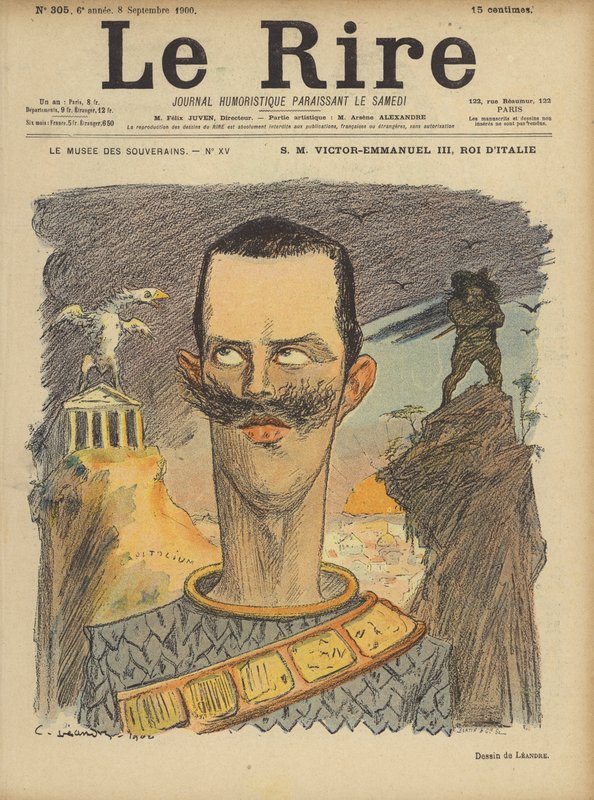 Victor Emmanuel III, rei da Itália, ilustração para Le Rire de Charles Leandre