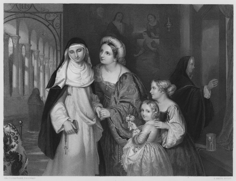 A Visita à Freira, da foto da Coleção Real (gravura) de Charles Lock (after) Eastlake