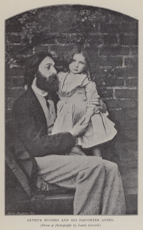 Arthur Hughes e sua filha Agnes (foto a p/b) de Charles Lutwidge Dodgson