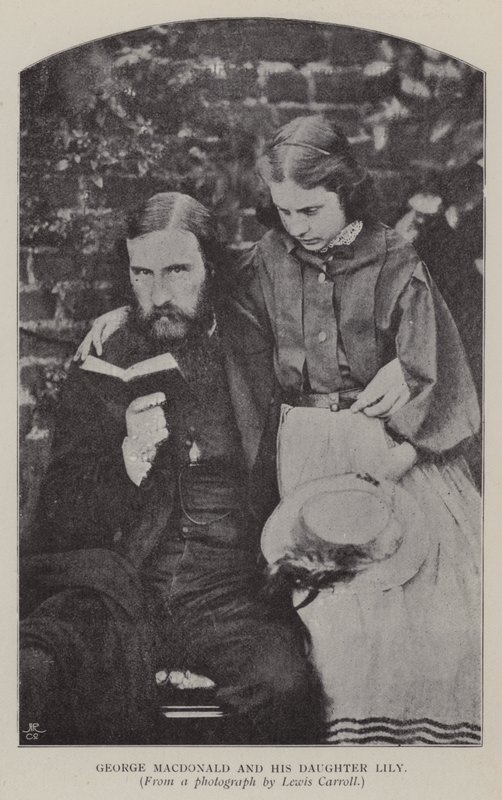 George Macdonald e sua filha Lily (foto a p/b) de Charles Lutwidge Dodgson