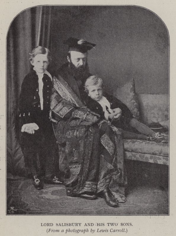 Lord Salisbury e seus Dois Filhos (foto a p/b) de Charles Lutwidge Dodgson