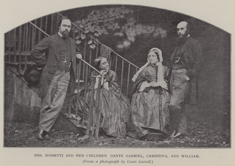 Sra. Rossetti e seus filhos Dante Gabriel, Christina e William (foto a p/b) de Charles Lutwidge Dodgson