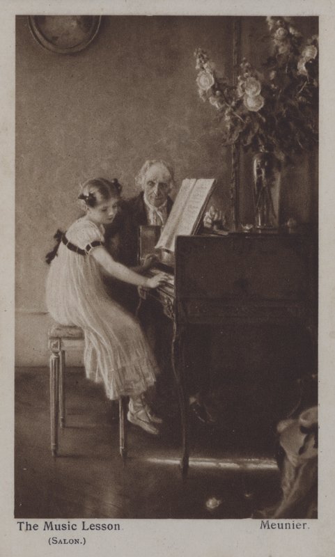 A aula de música (cor litho) de Charles Meunier