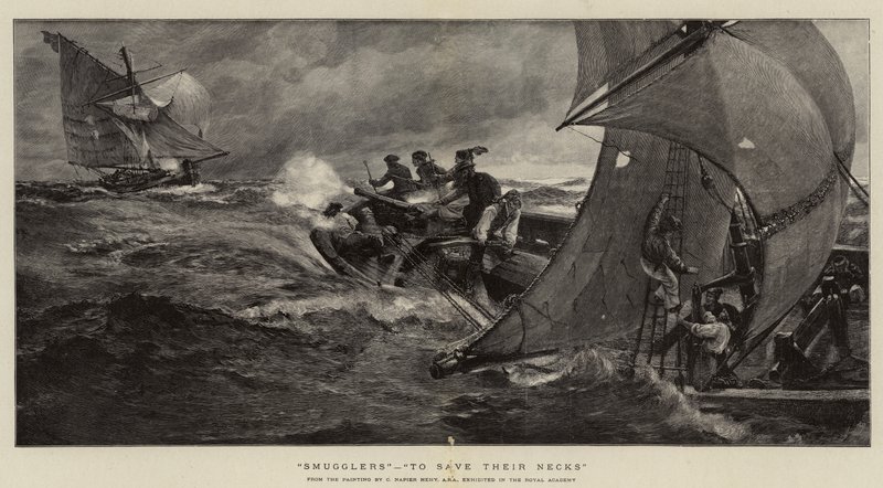 Contrabandistas, para salvar seus pescoços de Charles Napier Hemy