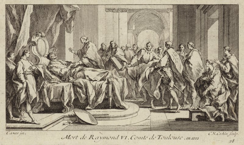 Morte de Raymond VI, Conde de Toulouse de Charles Nicolas II Cochin