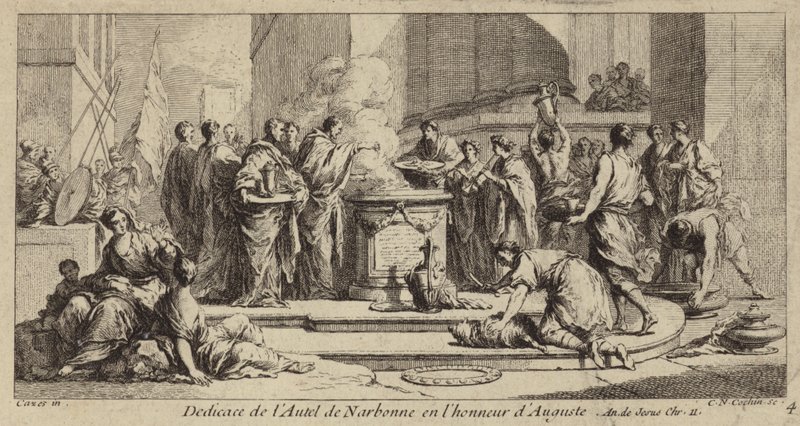 Dedicação do altar de Narbonne em honra do imperador romano Augusto de Charles Nicolas II Cochin