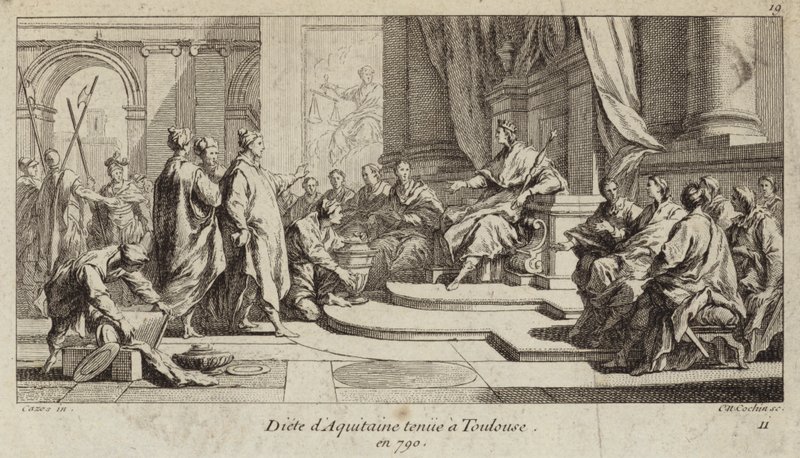 Dieta da Aquitânia realizada em Toulouse, 790 (gravura) de Charles Nicolas II Cochin