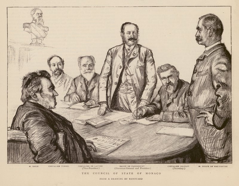 Conselho do Estado do Mónaco (gravura) de Charles Paul (after) Renouard