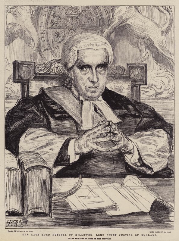 O falecido Lord Russell de Killowen, Lord Chief Justice of England (litho) de Charles Paul (after) Renouard