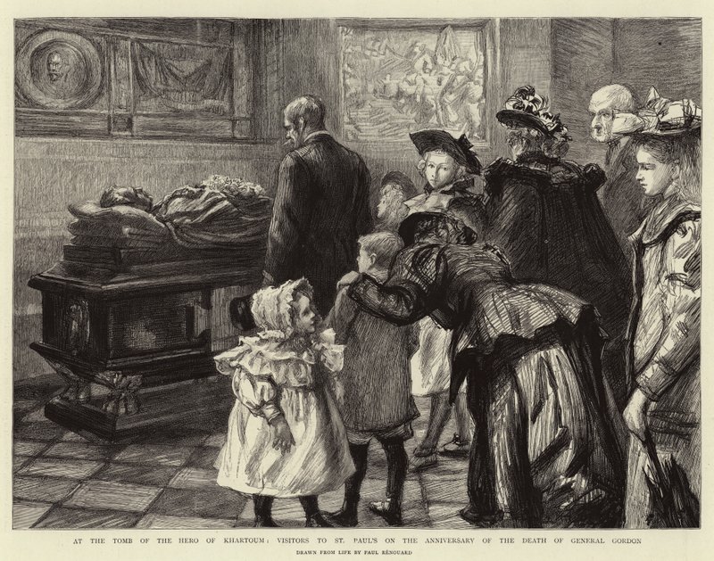 No túmulo do herói de Cartum, visitantes de São Paulo no aniversário da morte do general Gordon de Charles Paul Renouard