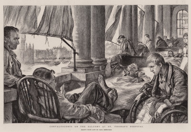 Convalescentes na varanda do Hospital St. Thomas de Charles Paul Renouard