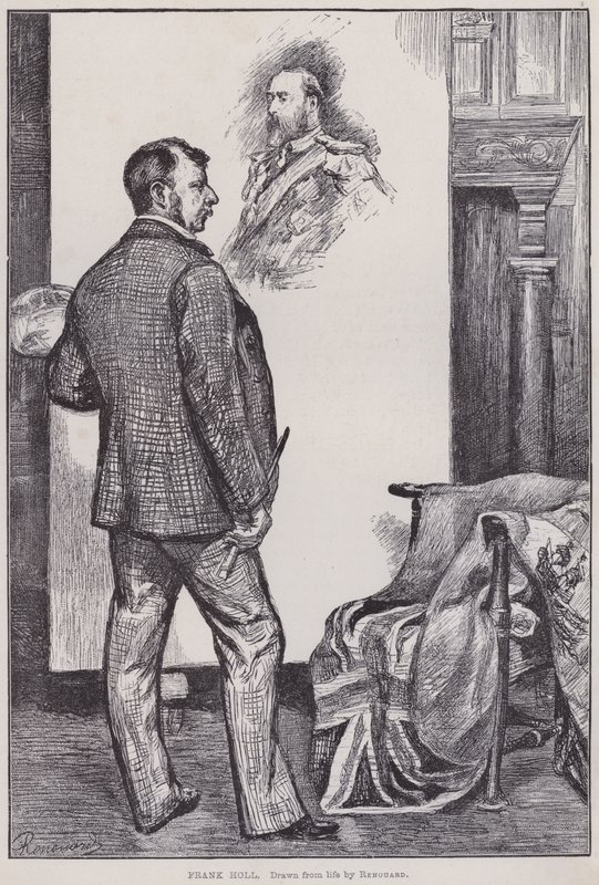 Frank Holl, pintura no seu estúdio (gravura) de Charles Paul Renouard