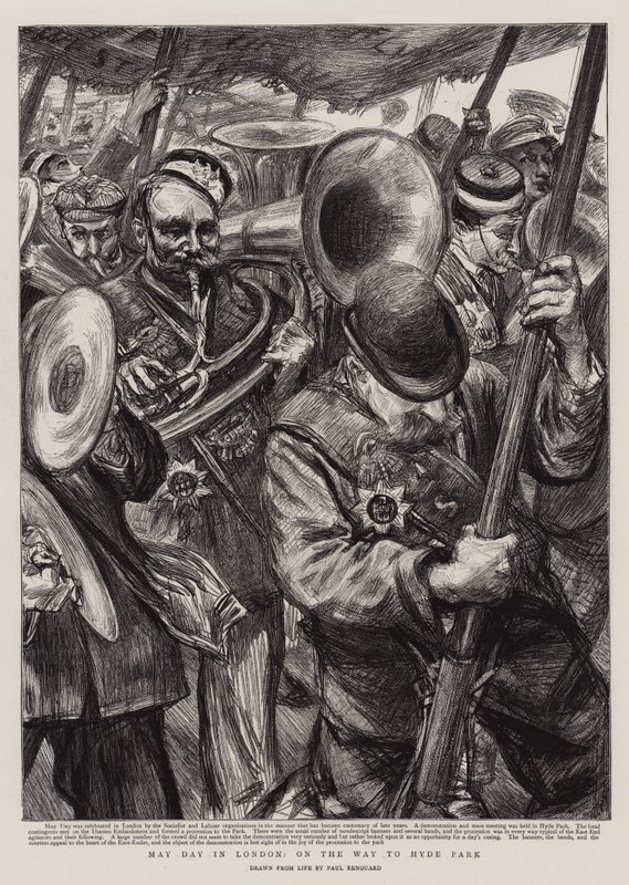 May Day, em Londres, a caminho do Hyde Park de Charles Paul Renouard