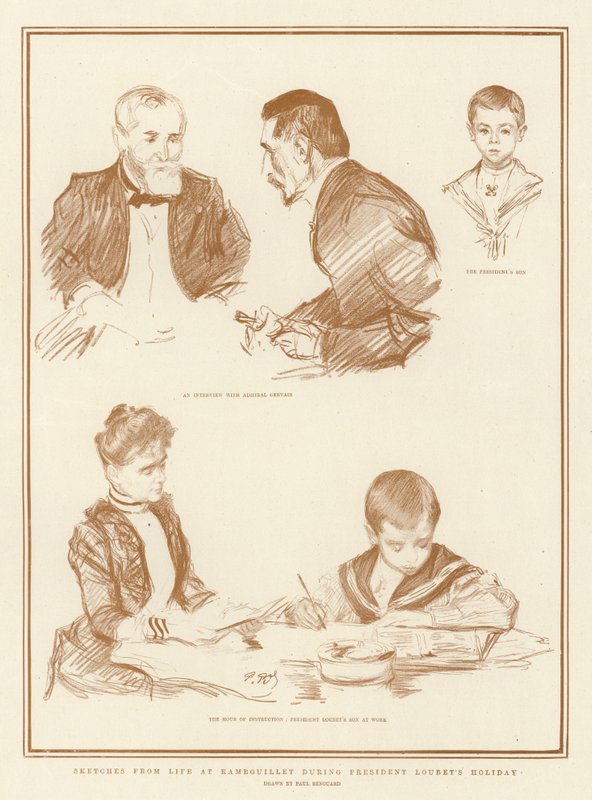 Esboços da vida em Rambouillet durante as férias do Presidente Loubet de Charles Paul Renouard