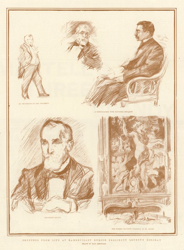 Esboços da vida em Rambouillet durante as férias do Presidente Loubet de Charles Paul Renouard
