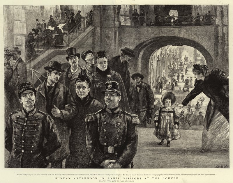 Domingo à tarde em Paris, visitantes no Louvre de Charles Paul Renouard