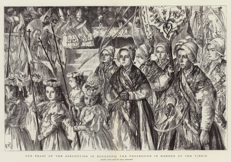 A festa da Assunção em Boulogne, a procissão em honra da Virgem de Charles Paul Renouard